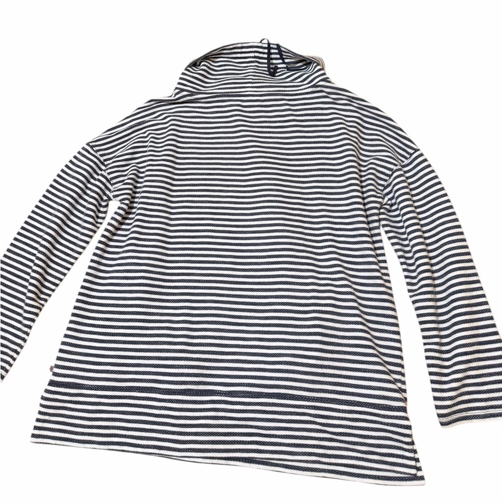 💙TALBOTS STRIPED COWL NECK Striped Navy and White Pullover - Picture 7 of 11